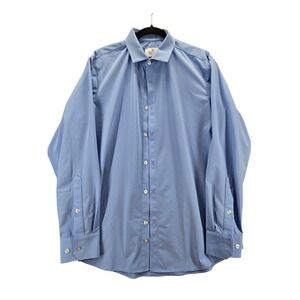 Mizzen+Main Mens Trim Fit Performance Dress Shirt Light Blue Large Spandex Blend